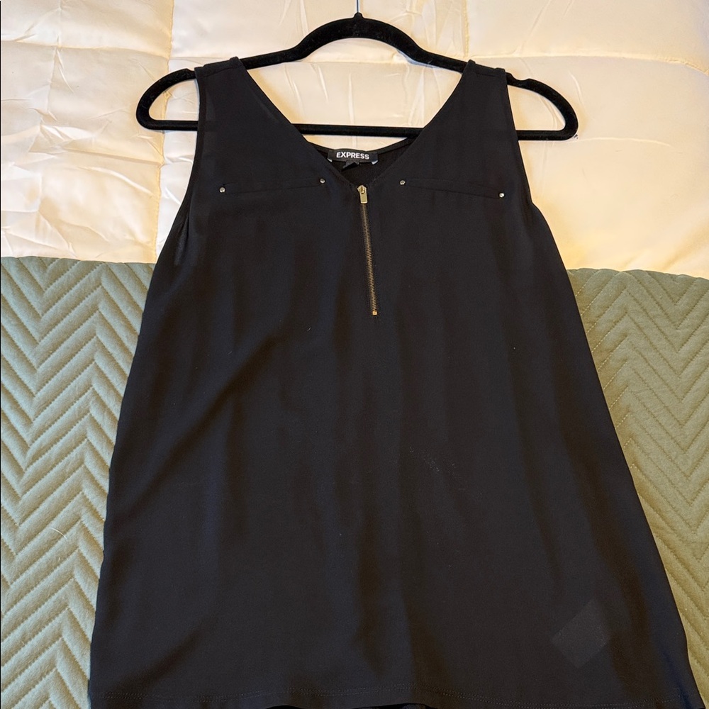 Express Women's Black Zip-Front Blouse